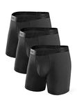 DAVID ARCHY Mens Underwear Ultra Soft Micro Modal Support Pouch Trunks Moisture Wicking Boxer Briefs for Men 3 or 4 Packs, Black - a, X-Large