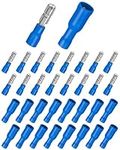 Bolatus 100Pcs Bullet Connectors Terminal, Insulated Male and Female Quick Splice Connectors Butt Wire Terminal Blue