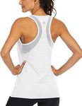 Fihapyli ICTIVE Workout Tank Tops for Women Loose fit Yoga Tops for Women Mesh Racerback Tank Tops Open Back Muscle Tank Workout Tops for Women Running Tank Tops Activewear Gym Tops White S