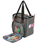 Knitting Bag,Yarn Storage Organizer Tote Bag Holder Case Cuboid with Zipper Closure and Pockets for Knitting Needles Crochet Hooks Project Accessories,Easy to Carry, Grey