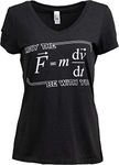 May The (F=mdv/dt) Be with You | Funny Physics Science Women's T-Shirt-Vneck,L Black