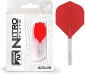 RED DRAGON Darts – Nitro Flite Integrated Flight & Shaft System – No.2 Shape and Design – White & Red Colour, Medium Length