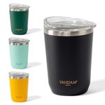 VAHDAM, Stainless Steel Tumbler (350ml) Black | Vacuum Insulated, Double Wall, Sweat-Proof Sipper with Lid for Hot and Cold Drinks | Coffee Mug