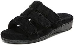 Vionic Adjustable Open-Toe Slipper with Orthotic Arch Support Black - 7 Medium