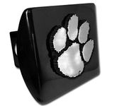 Clemson University Tigers "Black with Chrome Paw Emblem" NCAA College Sports Trailer Hitch Cover Fits 2 Inch Auto Car Truck Receiver