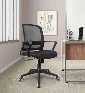 Vergo Empower Ergonomic Mid Back Mesh Office Chair | Lumbar Support, Butterfly Mechanism, Heavy Duty Nylon Base | Home Office Desk Chair, 3 Years Warranty (Black)