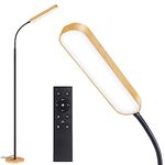 OUTON LED Floor Lamp 15W 1500LM, Dimmable Adjustable Modern Standing Lamp with 4 Color Temperature,Remote & Touch Control, 1 Hour Timer for Reading Living Room Bedroom Office, Wood