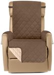 Utopia Bedding Reversible Medium Recliner Chair Cover, Water Resistant Slipcover Furniture Protector with Foam Sticks and Elastic Straps for Kids Dogs Pets (1 Seat Recliner, Brown/Beige)