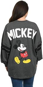 Disney Jersey Womens Mickey Minnie Mouse Long Sleeve (Charcoal, X-Large)