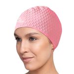 GOZINA Swimming Cap, Durable Silicone Swimming Hat for Unisex Men Women,Comfotable Swim Cap Hair Protection Quick Dry Soft for Long Hair Short Hair, Easy to Put On and Off (Pink)