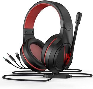 Anivia MH601 Headphones with Microphone Wired Headset with Active Noise Canceling Microphone, 3.5mm Audio Jack Stereo Headphone - Red (Game/Work/School)