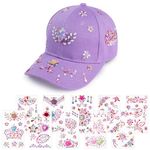 AOMIG DIY Girls Baseball Cap, Kids Adjustable Snapback Cap with Glitter Gem Stickers,Unisex Baseball Cap Arts & Crafts for Kids, Sports Snapback Cap Birthday Present, Decorate Cap Halloween Chirstmas