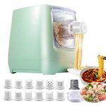 MXLPAS Electric Pasta Maker, 260W Automatic Noodle Press Machine, 2 in 1 Kneading and Making Noodles Machine, for Spaghetti/Noodles/Dumpling Skin,13 Molds,Save Time and Energy, Friendly for Novices,B