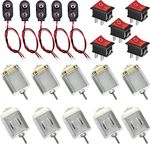 RUNCCI-YUN 10 pcs Micro DC Motors Kit,DC 1.5-6V DC Motor,130 DC Motor +5pcs 9V battery connector+5pcs ON/Off Toggle Switch， for DIY Toys Science Projects