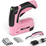 Shall Pink Electric Staple Gun, 2 in 1 Cordless Upholstery Stapler Nail Gun for Wood, 4V Rechargeable Brad Nailer Kit w/ 2500 Staples Nails, Staple Remover & Fast Charger for Crafts, DIY, Decoration