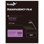 Koala Laser Transparency Film, Color Transparent Paper for OHP, Clear Overhead Projector Film 8.5x11 inches for Laser Jet Printer and Copier, Double-Sided Printing Photo Transparent Film 100 Packs