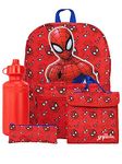 Marvel Backpack Set | Kids Backpack, Lunchbag, Water Bottle and Pencil Case Set | Spider Man Backpack | Official Merchandise Red