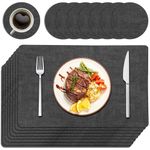 Purejoy placemats table mats wipeable placemats - placemats set of 8 table placemats and coasters 43×30cm PU Leather, Heat-Resistant Up to 120°C, Dark Grey for Kitchen Dining Indoor Outdoor