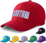 Custom Baseball Hat - Personalized Adjustable Cap Design and Printed Your Own Text or Logo for Men & Women, Red, One Size