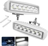RVZONE Waterproof Led Boat Lights, 18W LED Spreader Lights 1200LM 120°Flood Light, 6.3in Deck Dock Marine Led Lights Bar, Pack of 2, White Housing