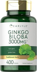 Ginkgo Biloba 3000mg | 400 Tablets | Vegetarian Supplement | Non-GMO, Gluten Fee | by Carlyle