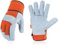 Vgo... Gardening Gloves Cowhide, Work Gloves Thornproof Utility for Yard Trucker Delivery Garden with Strong Grip,1Pair