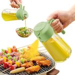 PARACITY Oil Dispenser Bottle for Kitchen, 2 in 1 Olive Oil Sprayer and Oil Dispenser, Oil Spray Bottle 500ML/ 17OZ for Cooking, Kitchen, BBQ, Air Fryer, Salad, Baking (Green)