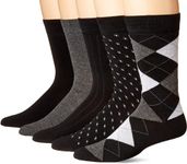 KM Legend Mens Men's Dress Socks, Assorted 5 Pair Pack, Black, 10-13