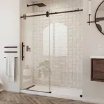 DreamLine Enigma-XO 56-60 in. W x 76 in. H Fully Frameless Sliding Shower Door in Oil Rubbed Bronze, SHDR-61607620-06