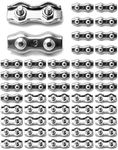QWORK Cable Clamp, 50 Pcs M3 Stainless Steel Duplex 2 Post Wire Rope Clamps for 1/16" - 1/8" Diameter Wire Rope