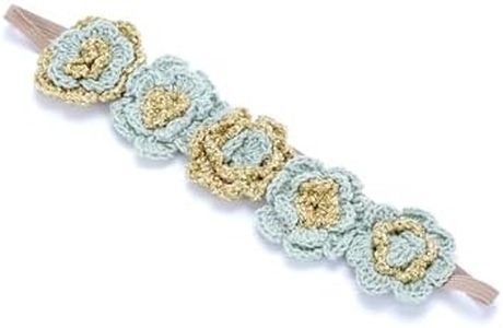 Peppercorn Kids Girls Flower Crown Headband (Age 3-8 Years) -Vintage Gold/Sage Green Unique Design, Artisan Knit Hairband for Toddlers and Young Girls- Multi-Color/One Size