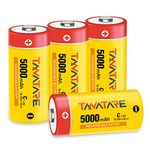 Tanatare 4 Pack Rechargeable C Batteries 5000 mAh 1.2V Low Self-discharge No Memory Effect 1200 Cycles NiMH C Cell Household Batteries for LED Torch Lights,Solar Light,Toy