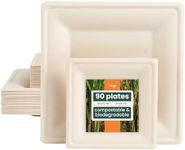HAAGO 88 Square Sugarcane Bagasse Plates Set - Eco-Friendly, Biodegradable Paper Plates for Dessert & Dinner | 26cm & 16cm - Perfect for Parties, BBQs, Birthdays, Weddings