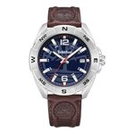 Timberland Leather Analog Matte Navy Blue Dial Men's Watch-Tdwgb2202102, Band_Brown