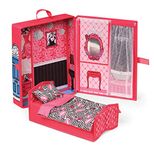 Badger Basket Home and Go Dollhouse Playset Travel & Storage Case with Bed/Bedding for 12-inch Fashion Dolls