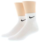 Nike Men's Bag Cotton Quarter Cut Socks (6 Pack) (Large (Shoe Size 8-12), White)