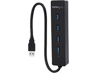 StarTech.com 4-Port USB 3.0 Hub with Built-in Cable - SuperSpeed Laptop USB Hub - Portable USB Splitter - Mini USB Hub (ST4300PBU3), Black