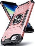 DASFOND Designed for iPhone SE 2022/SE 2020 Case iPhone 8/7/6/6s, Military Grade Shockproof Protective Phone Case Cover with Enhanced Metal Ring Kickstand [Support Magnet Mount], Rose Gold