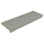 vidaXL Stair Mats Self-adhesive Sisal-Look, Sound-Dampening & Non-Slip Stair Rugs, Grey 15 pcs Set, Dimensions 65x21x4 cm, Fabric Material