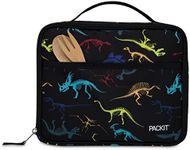 PackIt Freezable Lunch Box, Dino Fossils Neon, Built with EcoFreeze Technology, Collapsible, Reusable, Zip Closure, Perferct for Fresh Meals On The Go