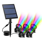 T-SUN Solar Pond Lights, 5-in-1 Submersible Pond Light Outdoor Solar Landscape Spotlight Underwater Lights IP68 Waterproof Amphibious Lighting Light 2 Modes for Pond,Garden,Outdoor.