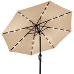 Invezo Center Pole Garden Umbrella for Outdoor with LED light + tilt mechanism, (9 ft dia, Beige) - Solar Led/Outdoor Umbrella Cantilever umbrella patio pool side terrace waterproof umbrella