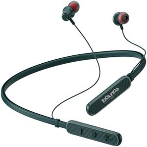 Bouncefit Sonic 144 Bluetooth Wireless Neckband, 35 Hours Continuous Playback Battery, Fast Charge, IPX7, Low Latency, Active Noise Cancellation, Magnetic Earbuds with Mic Earphones (Green)