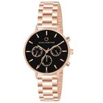 Carlington Stainless Steel Women Iconic Analog Ladies Watch With Premium Linked Strap - Ct 2039 Rose Black, Band Color:Rose Gold, Dial_Silver