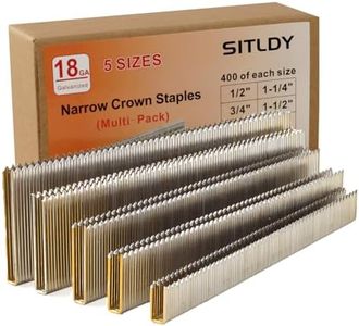 SITLDY 2000-Count 18 Gauge 1/4 Inch Narrow Crown Staples (1/2"+3/4"+1"+1-1/4"+1-1/2"), 400 per Size, Heavy Duty Beveled Chiseled Pointed Galvanized, Assorted Size Project Pack