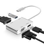 Weton USB C to HDMI DVI VGA Adapter, 4 in 1 USB-C hub to 4K HDMI, VGA, DVI Video Adapter, Male to Female Multi-Display Video Converter Monitors Connector for Mac Pro, MacBook Air, iPad Pro, XPS, etc