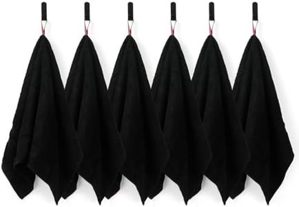 6-Pack Black Combed Cotton Hand Towels for Bathroom with Hanging Loops