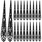 ANCIRS 20 Pack Finger Nail Tip Claw Rings, Ancient Queen Costume Fingertip Claw Nail Rings Decoration Accessory, Finger Knuckle Protectors for Halloween Cosplay Drama Dance Show- Black