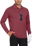JWM Men's Long Sleeve Golf Polo Shirts - Athletic Casual Travel Performance Collar Shirts Lightweight Quick Dry UPF50 Maroon