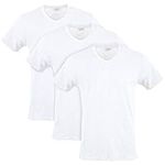 Gildan Men's Cotton Stretch T-Shirts, Multipack, Artic White (V-Neck 3-Pack), Medium